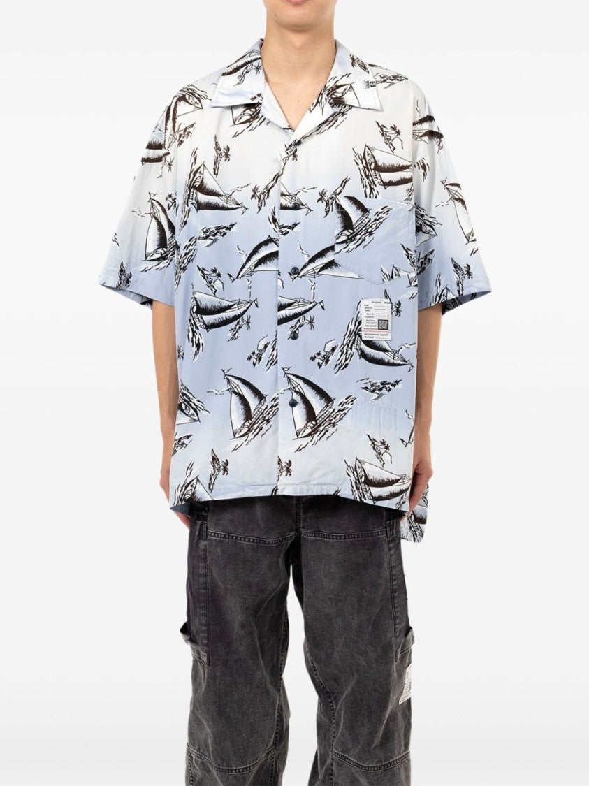 Maison Mihara Yasuhiro Sailboat Print Short Sleeve Shirt