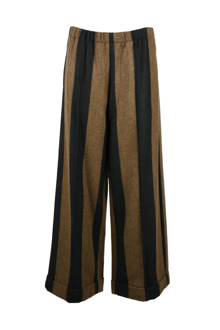 Collection Privee? Comfort Fit Trousers - Black/Brown