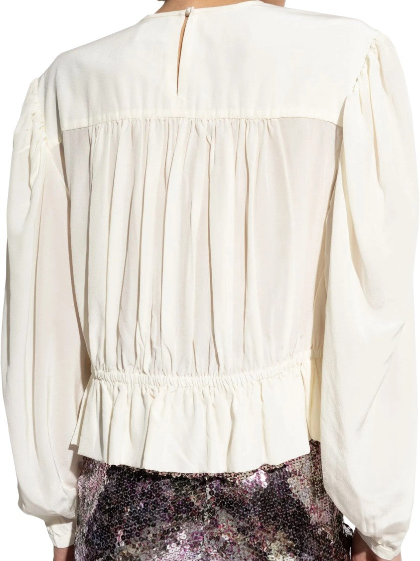Isabel Marant Silk Blouse With Delicate Pleating And Gathered Waist