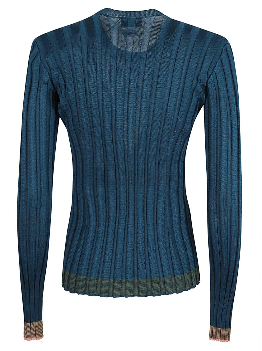 Etro Ribbed Knit Sweater With Contrasting Color Bands