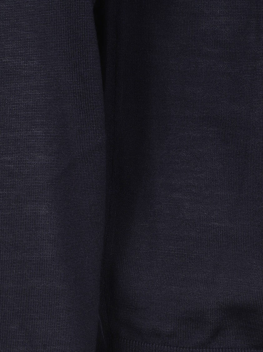 Golden Goose Navy Blue Virgin Wool Polo Sweater