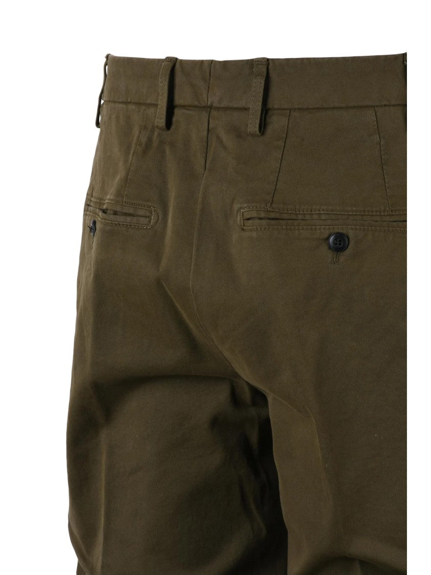 Dondup Military Green James Straight-Leg Stretch Cotton Trousers