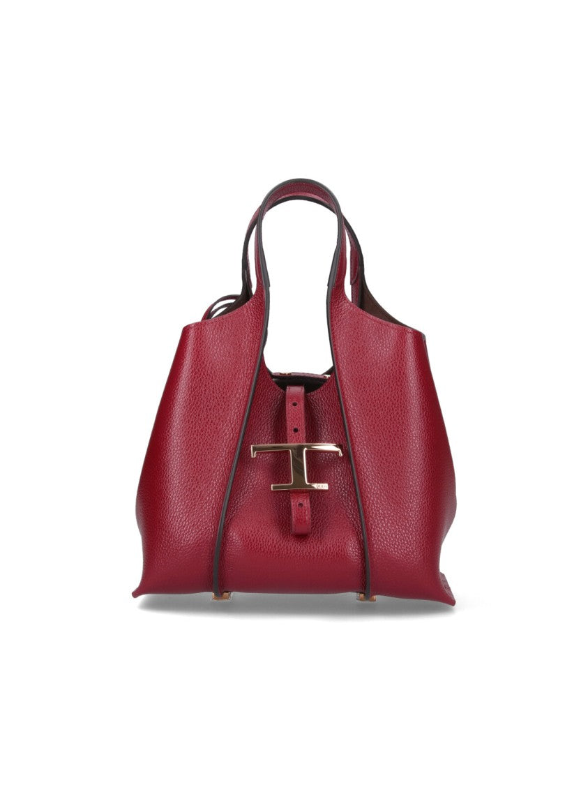 Tod's Small Bordeaux Textured Calfskin Shoulder Bag