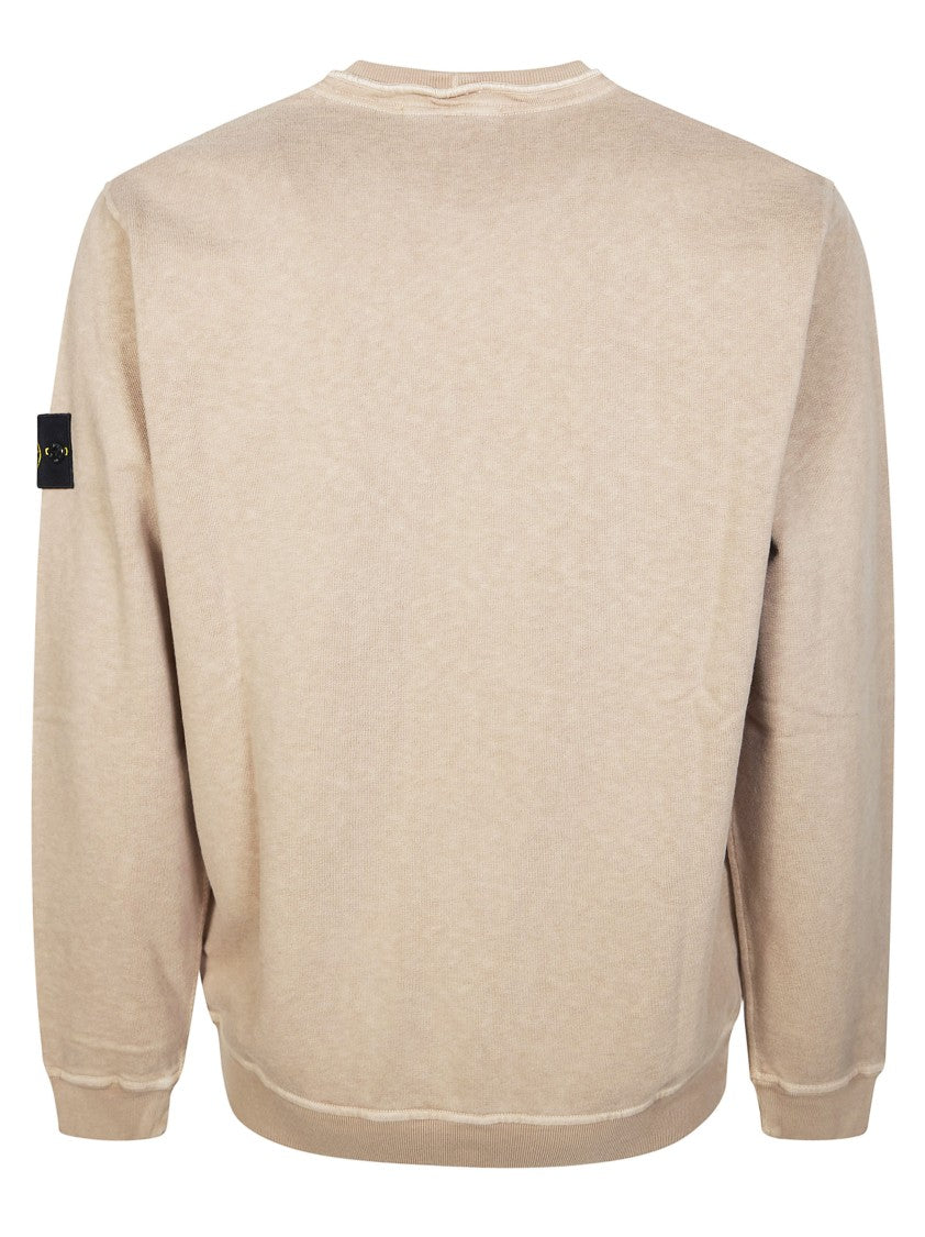 Stone Island Beige Compass Logo Crewneck Sweatshirt