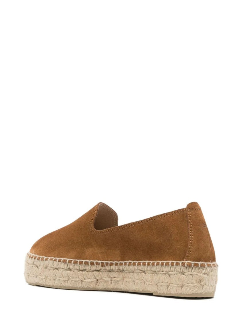 Manebi Brown Suede Braided Raffia Espadrilles