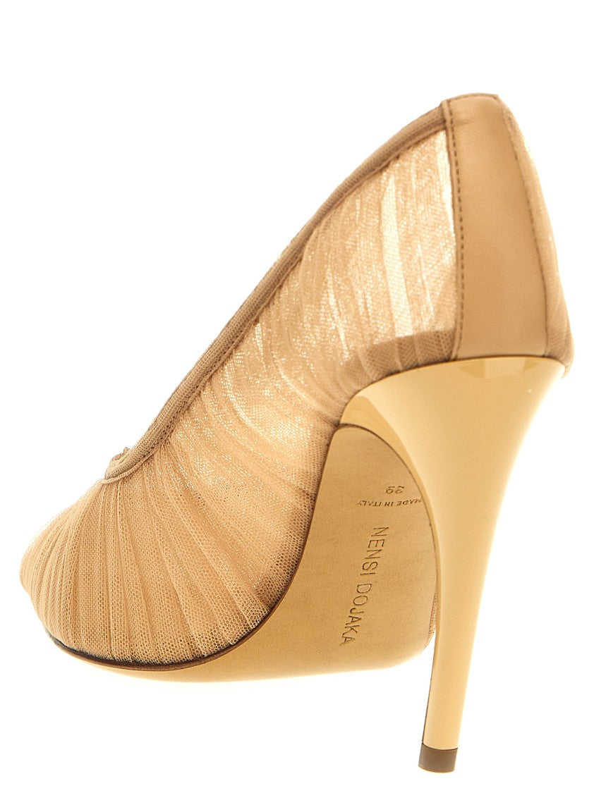 Nensi Dojaka Tulle Pumps With Front Cut-Out And Banana Heel