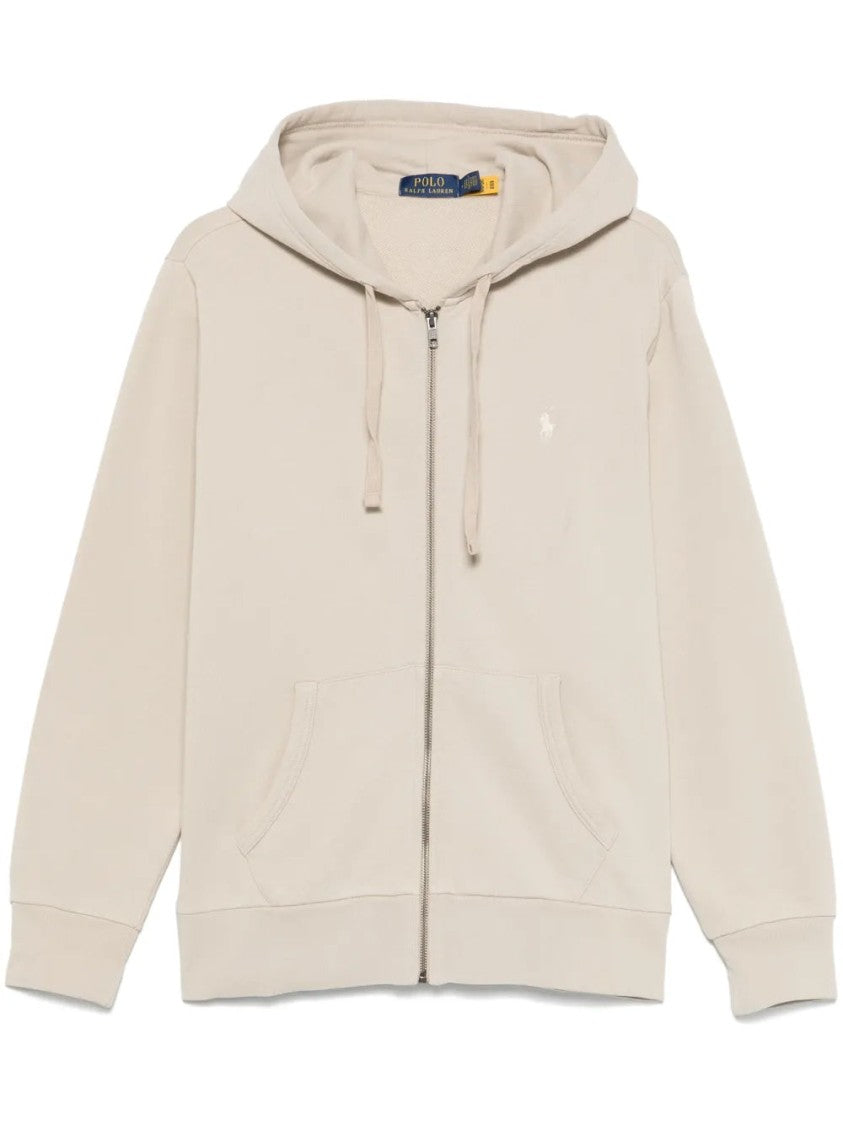 Polo Ralph Lauren Beige Zip-Up Long Sleeve Sweatshirt With Hood