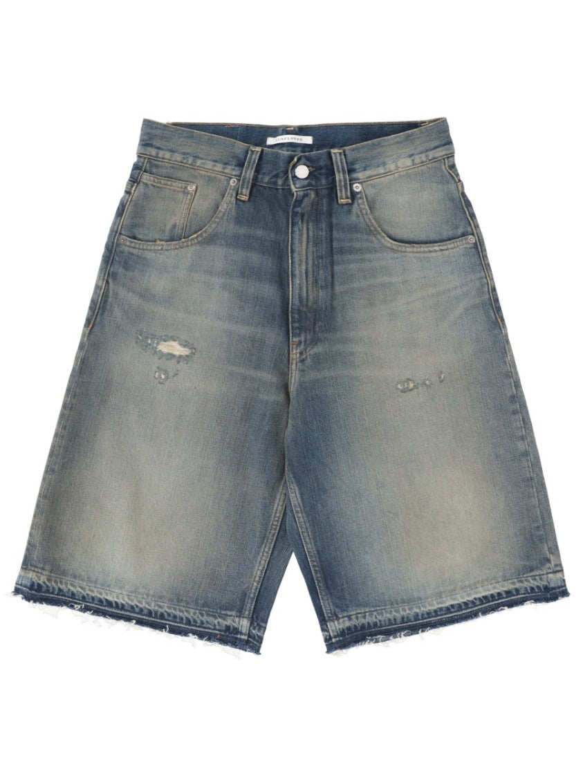 Sunflower Neutrals Wide Fit Faded Denim Shorts