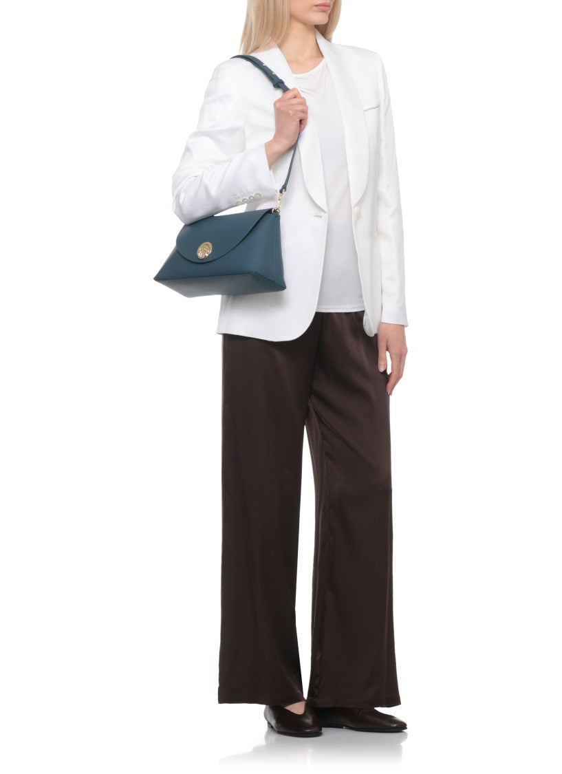 Coccinelle Structured Blue Pebbled Leather Nikla Bag
