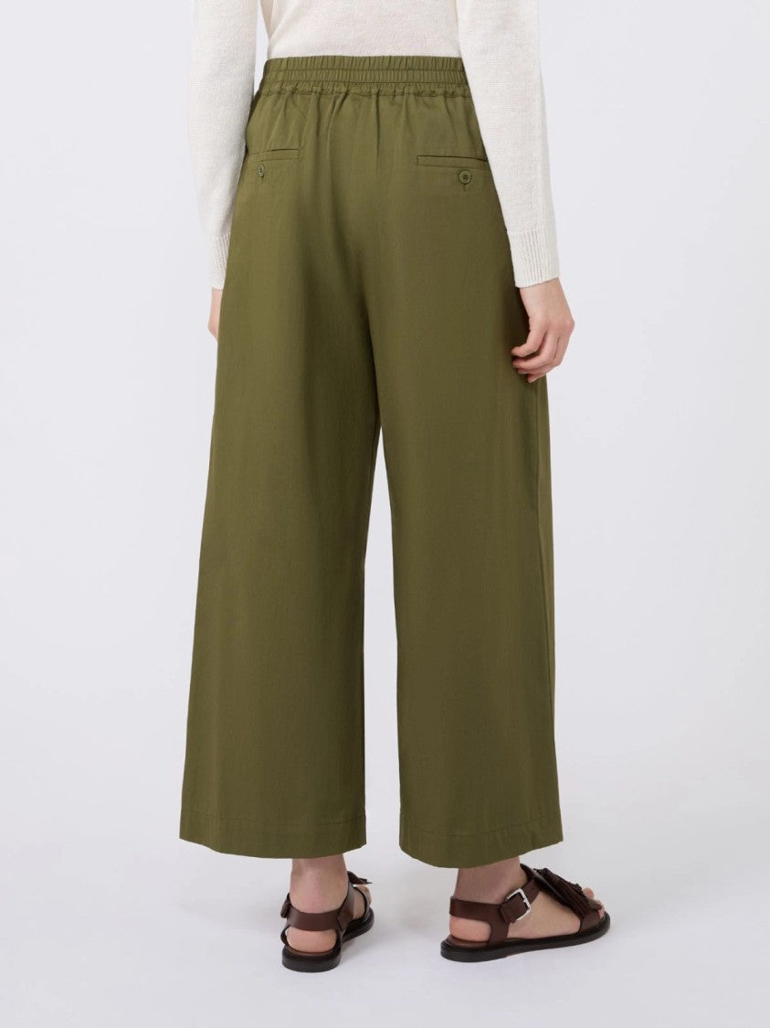 Max Mara Pleated Wide-Leg Cropped Pants With Comfortable Elastic Waistband