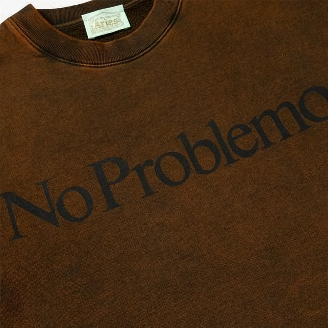 Aries Arise Washed Brown Long-Sleeve Sweatshirt With Vintage-Inspired Print