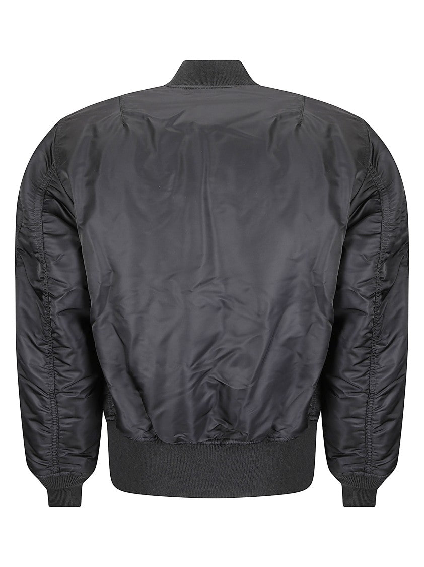 Alpha Industries Black Nylon Bomber Jacket With Utility Design