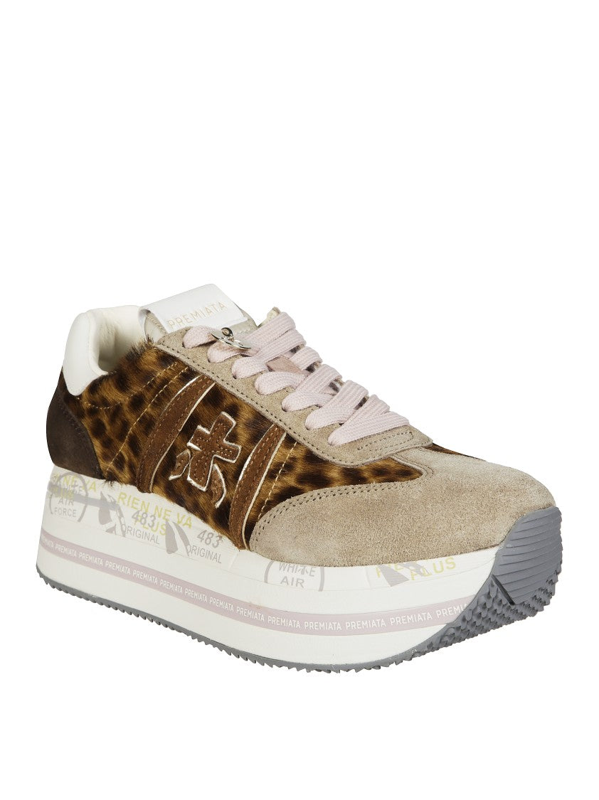 Premiata Leopard Print Platform Sneakers