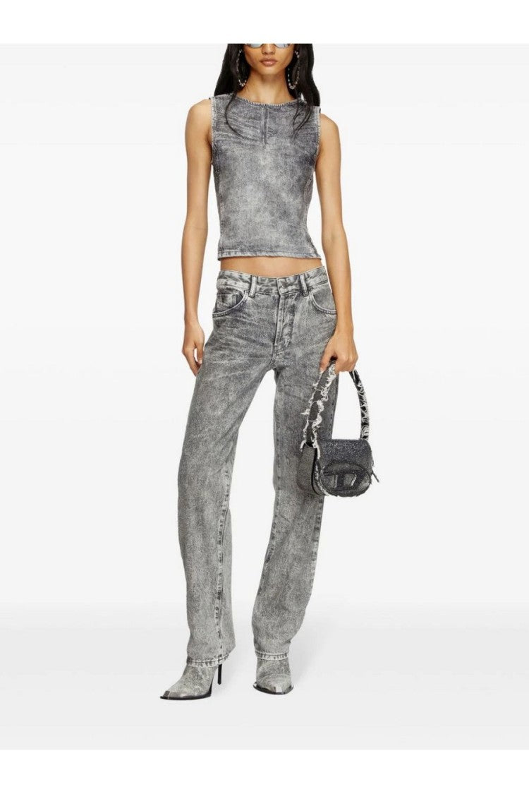 Diesel Relaxed Straight-Leg Jeans In Washed Grey Cotton