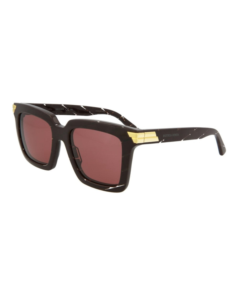 Bottega Veneta Rectangle-Frame Acetate Sunglasses With Marbled Pattern