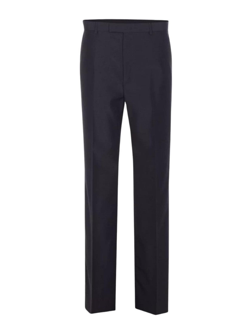 Gucci Selvedge Design Black Wool Pants With Tailored Fit