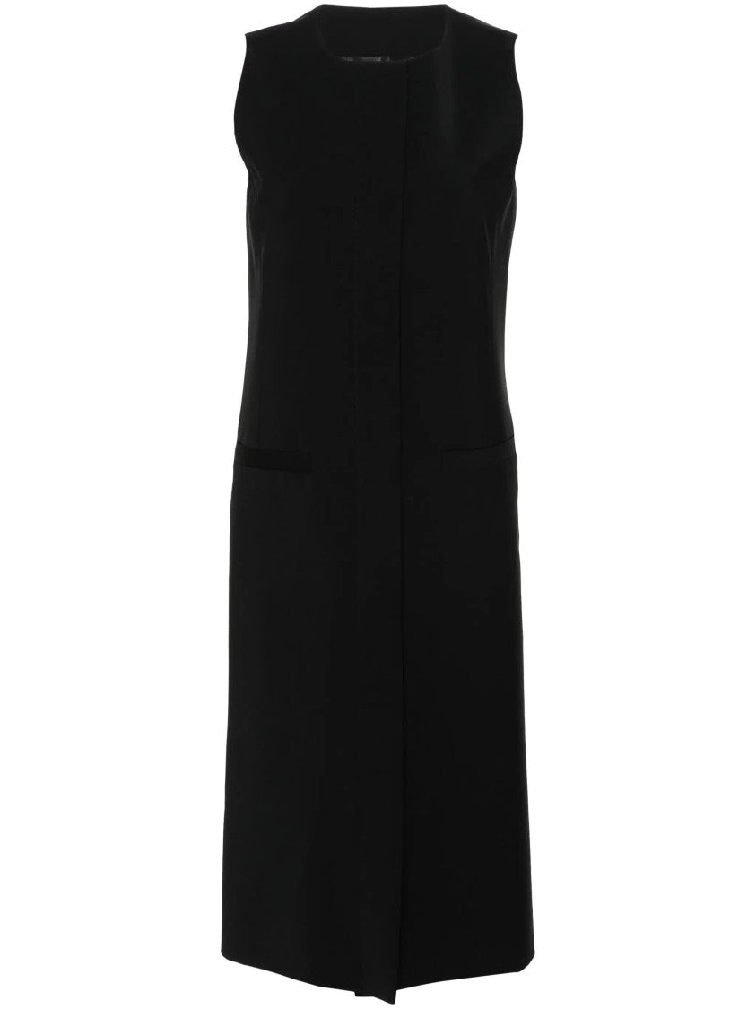 Alberta Ferretti Black Gilet Sleeveless Long Wool Gilet