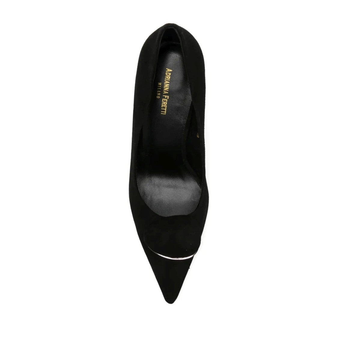 Adrianna Feretti Black Metallic Trim High-Heeled Suede Pumps