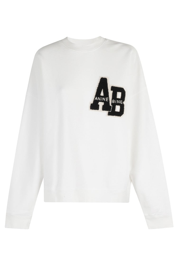 Anine Bing White Miles Letterman Sweatshirt