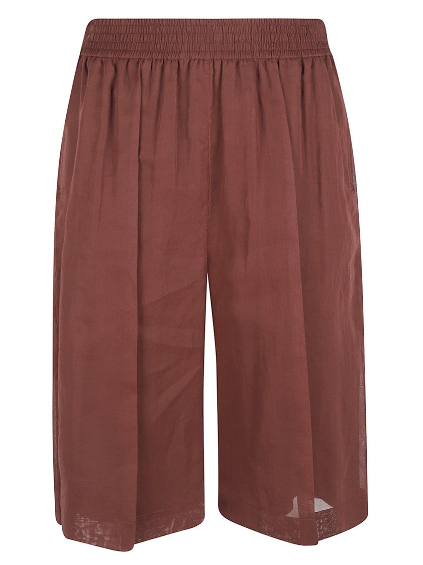 Brunello Cucinelli Relaxed Fit Brown Shorts With Elastic Waistband And Functional Pockets