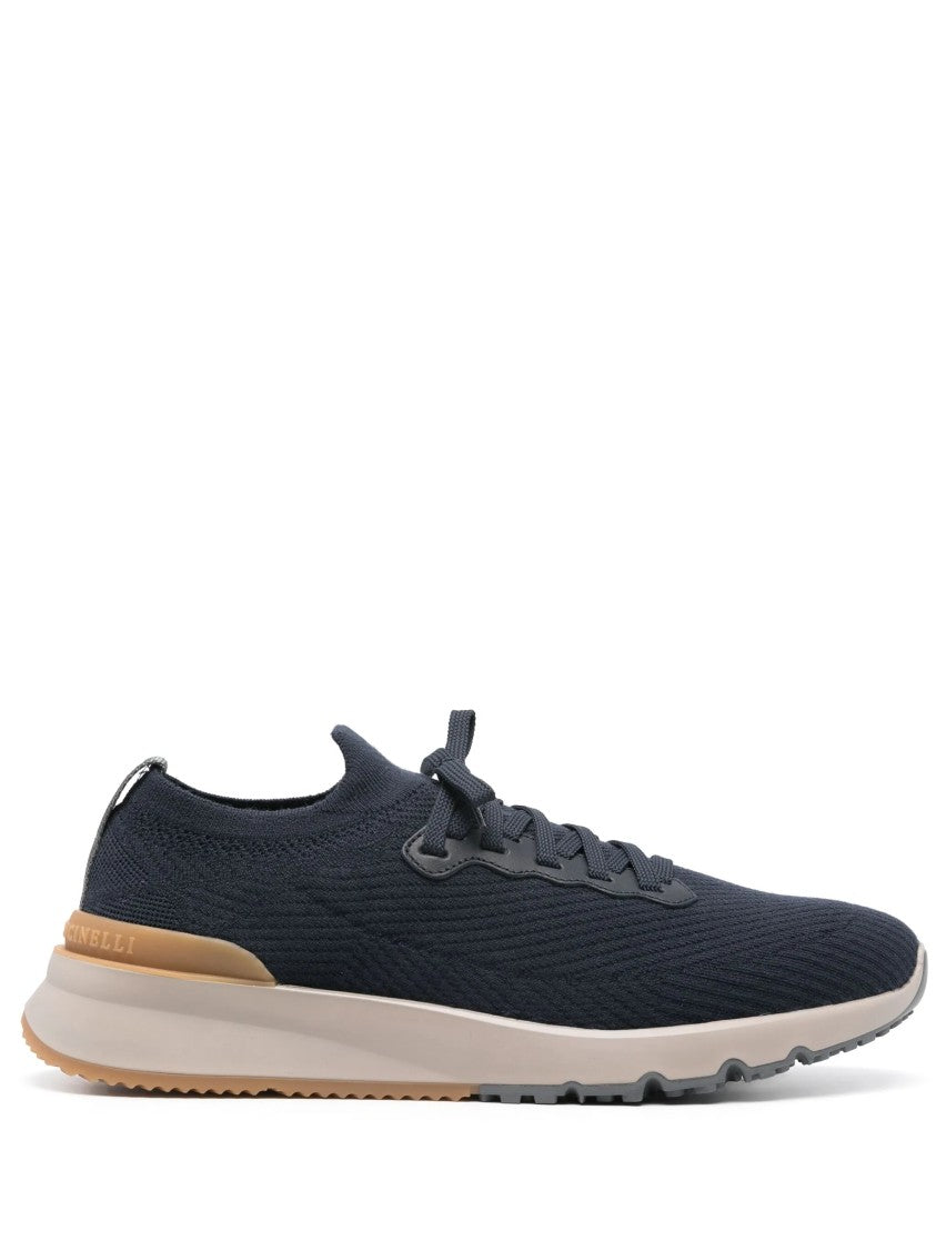Brunello Cucinelli Textured Knit Sneakers With Streamlined Silhouette