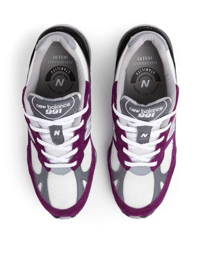 New Balance 991 'Grape Juice' Sneakers With Suede And Mesh Construction