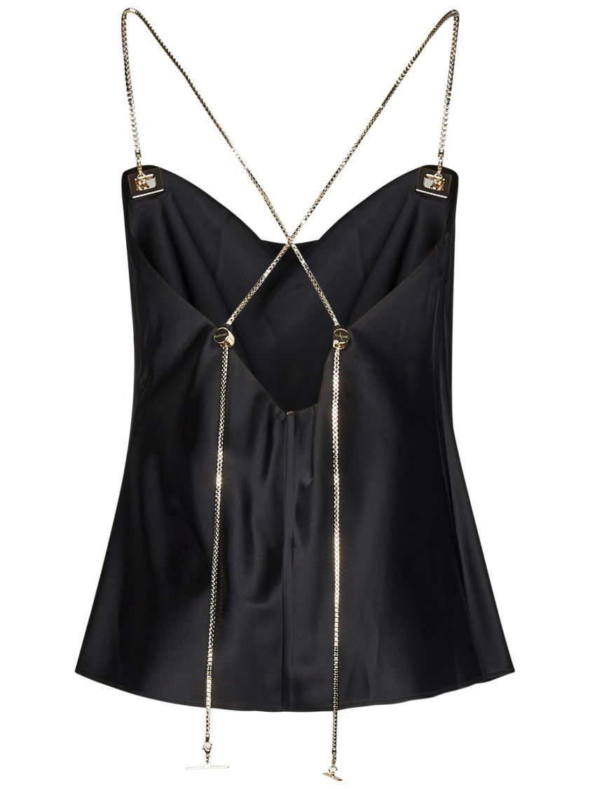 Danamè Black Stretch Satin Lou Top