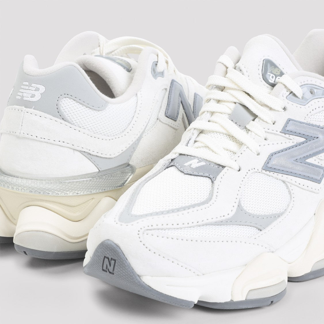 New Balance 9060 Grey And White Leather Sneakers
