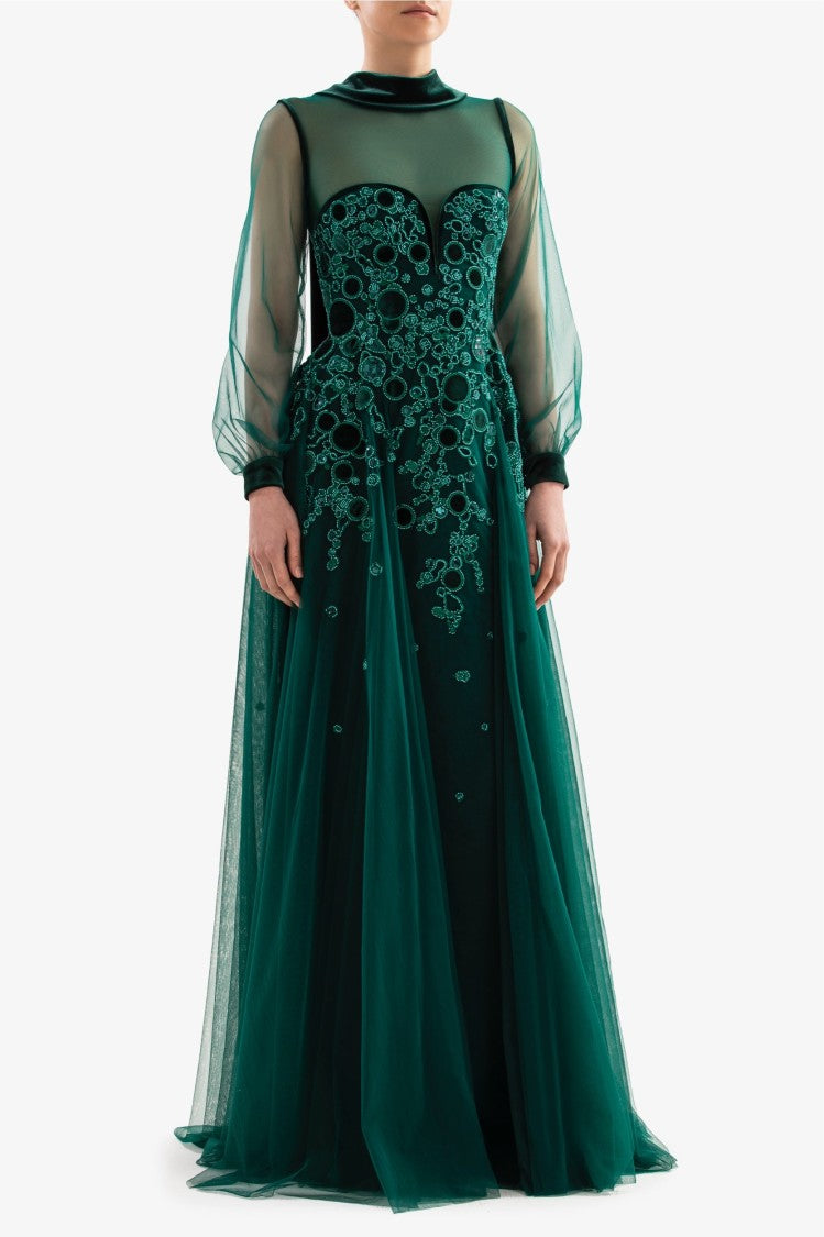 Saiid Kobeisy Embroidered Tulle Dress