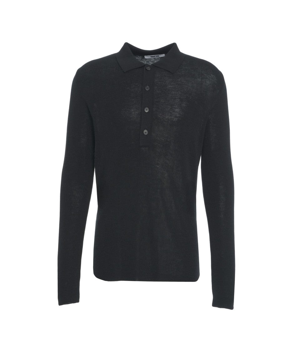 Grifoni Ribbed Polo Sweater With Classic Button-Down Design