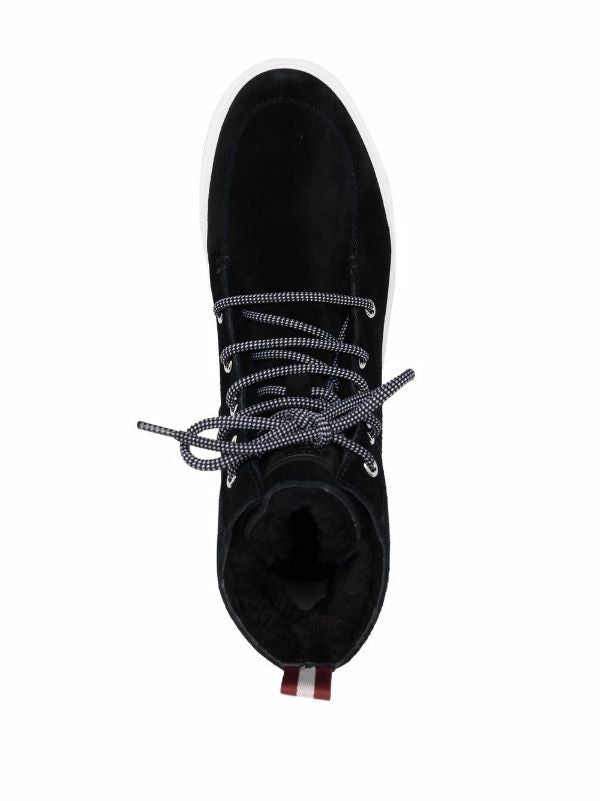 Bally Lace-Up Ankle Boots With Contrasting Rubber Sole And Pull Tab