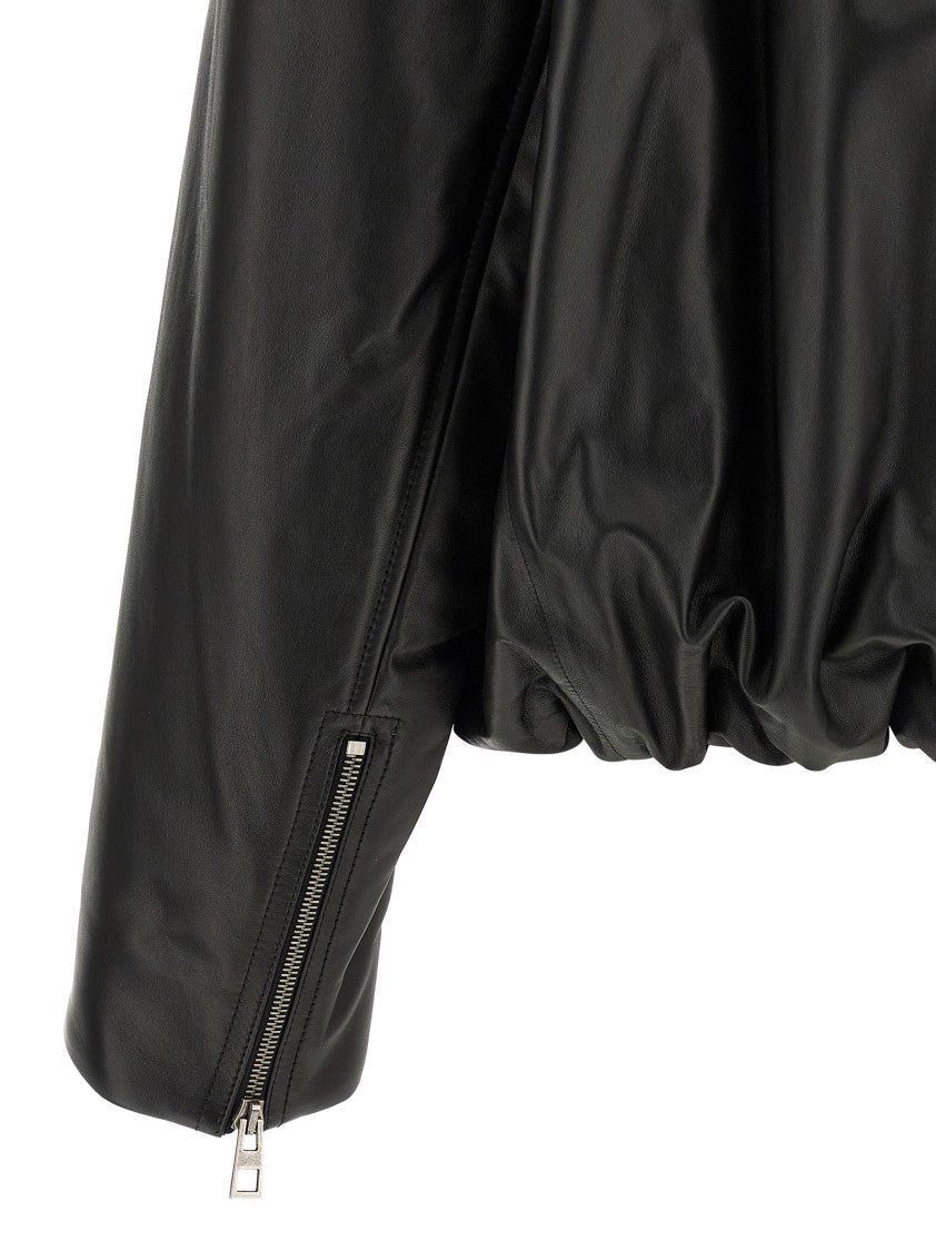 Loewe Cropped Lamb Nappa Leather Biker Jacket With Asymmetric Zip Closure