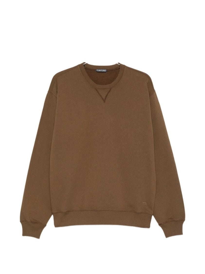 Tom Ford Brown Embroidered Logo Crewneck Sweater