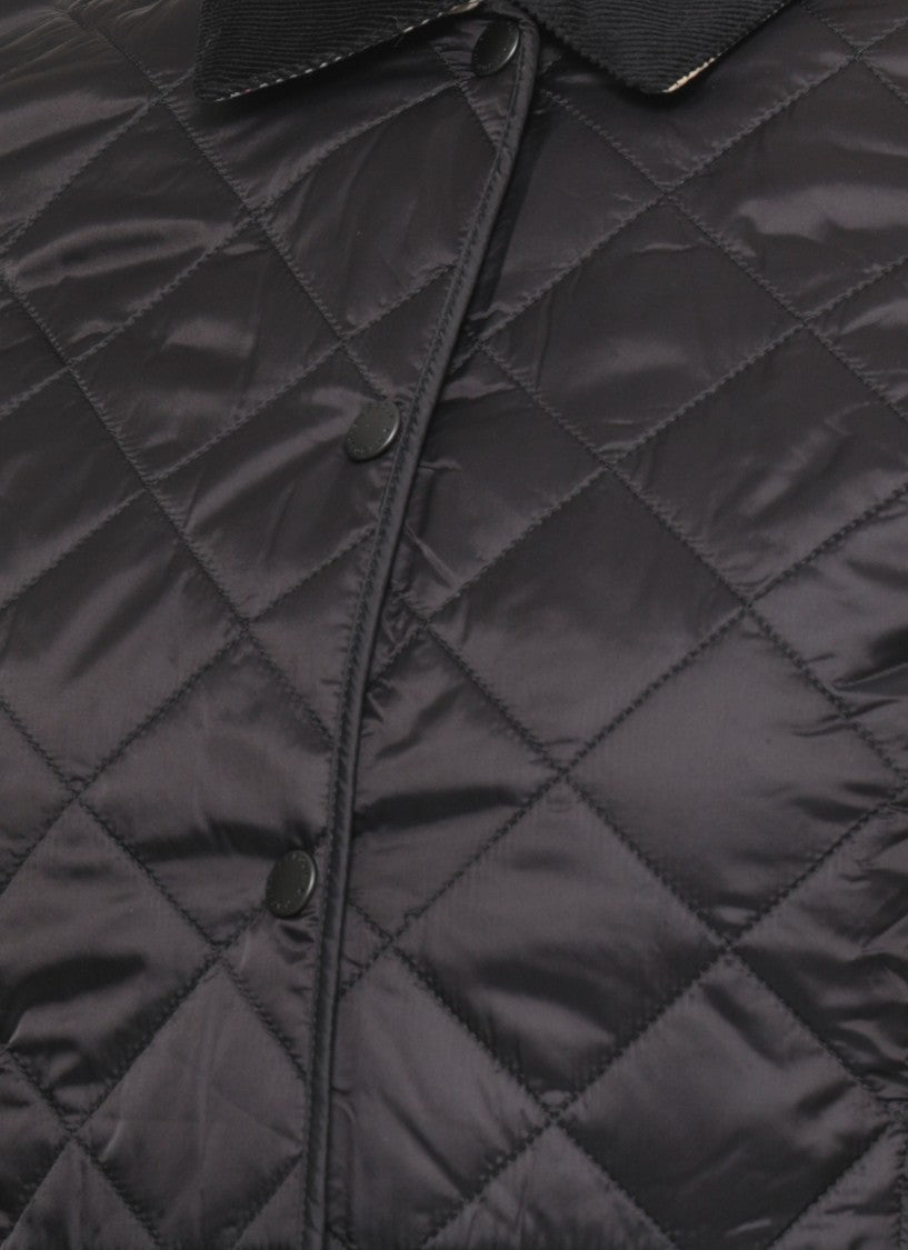 Barbour Black Deveron Quilted Corduroy-Collar Jacket