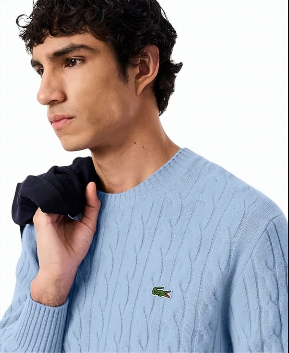 Lacoste Crew-Neck Braided Sweater