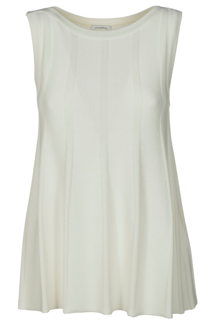 Malo Sleeveless Blouse With Flared Rib Detailing