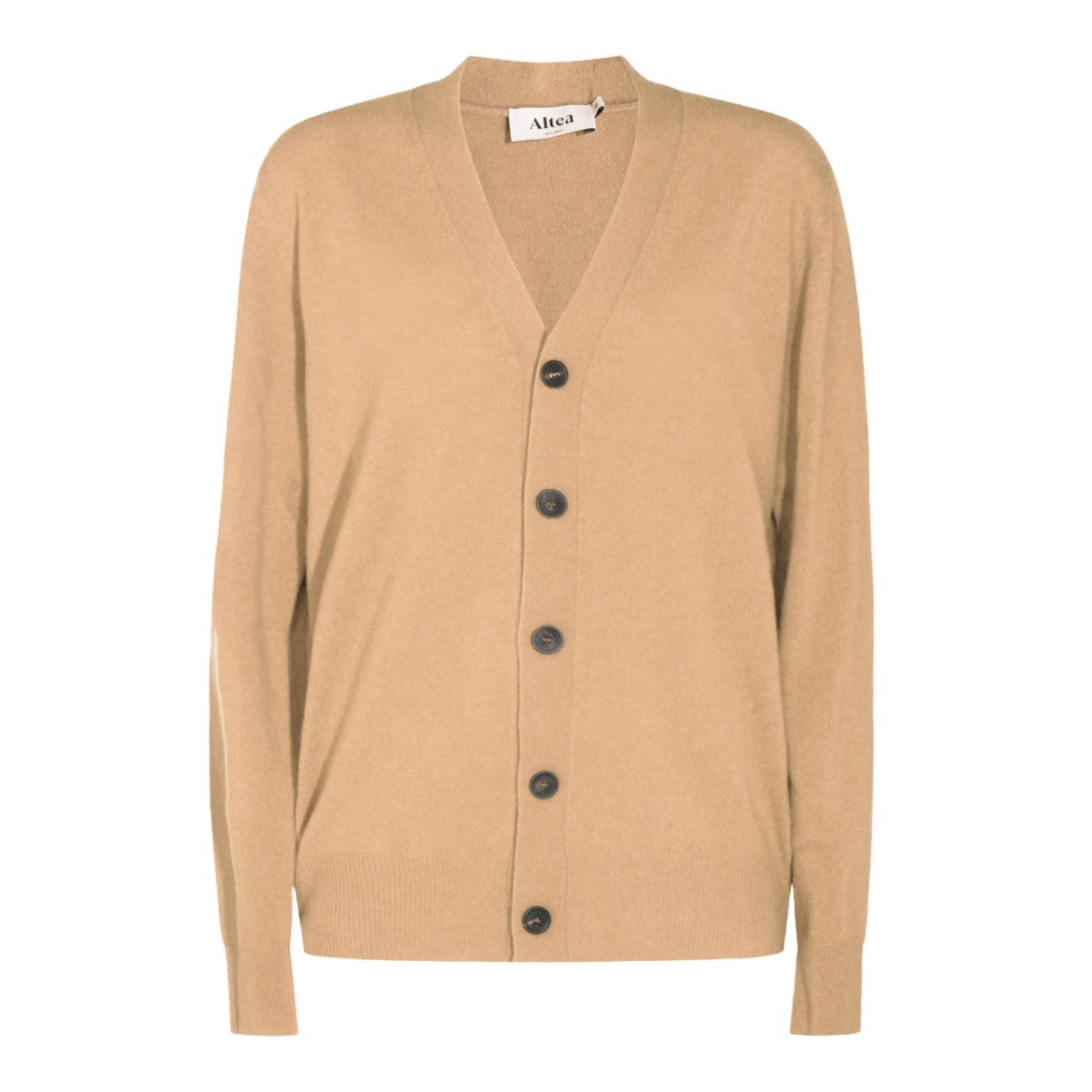 Altea Camel-Color Cardigan Sweater With V-Neckline