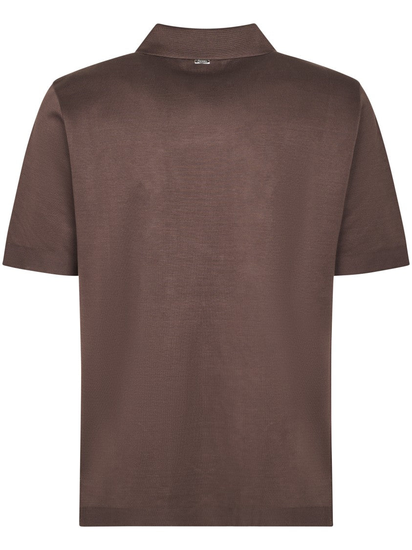 Herno Short-Sleeved Polo Shirt With V-Notch Collar