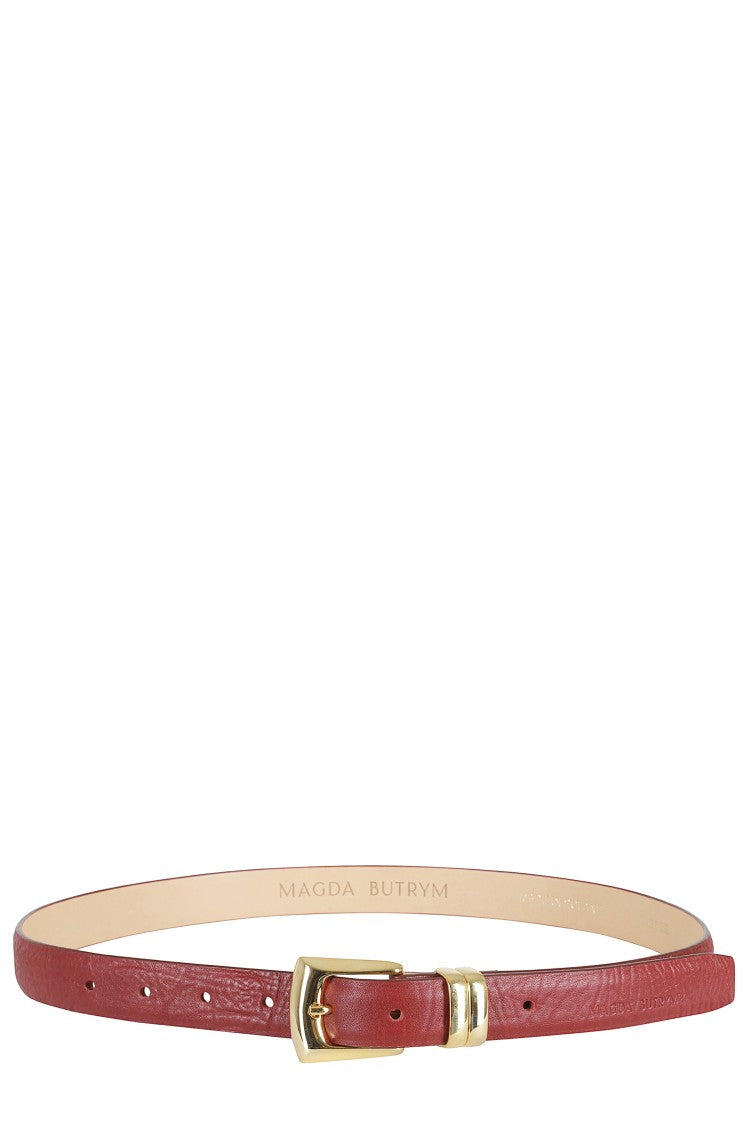 Magda Butrym Red Gold Buckle Cowhide Leather Belt