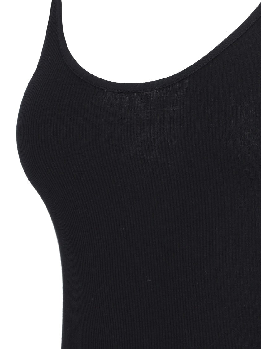 Khaite Selee Top In Black Viscose Jersey Ribbed Knit