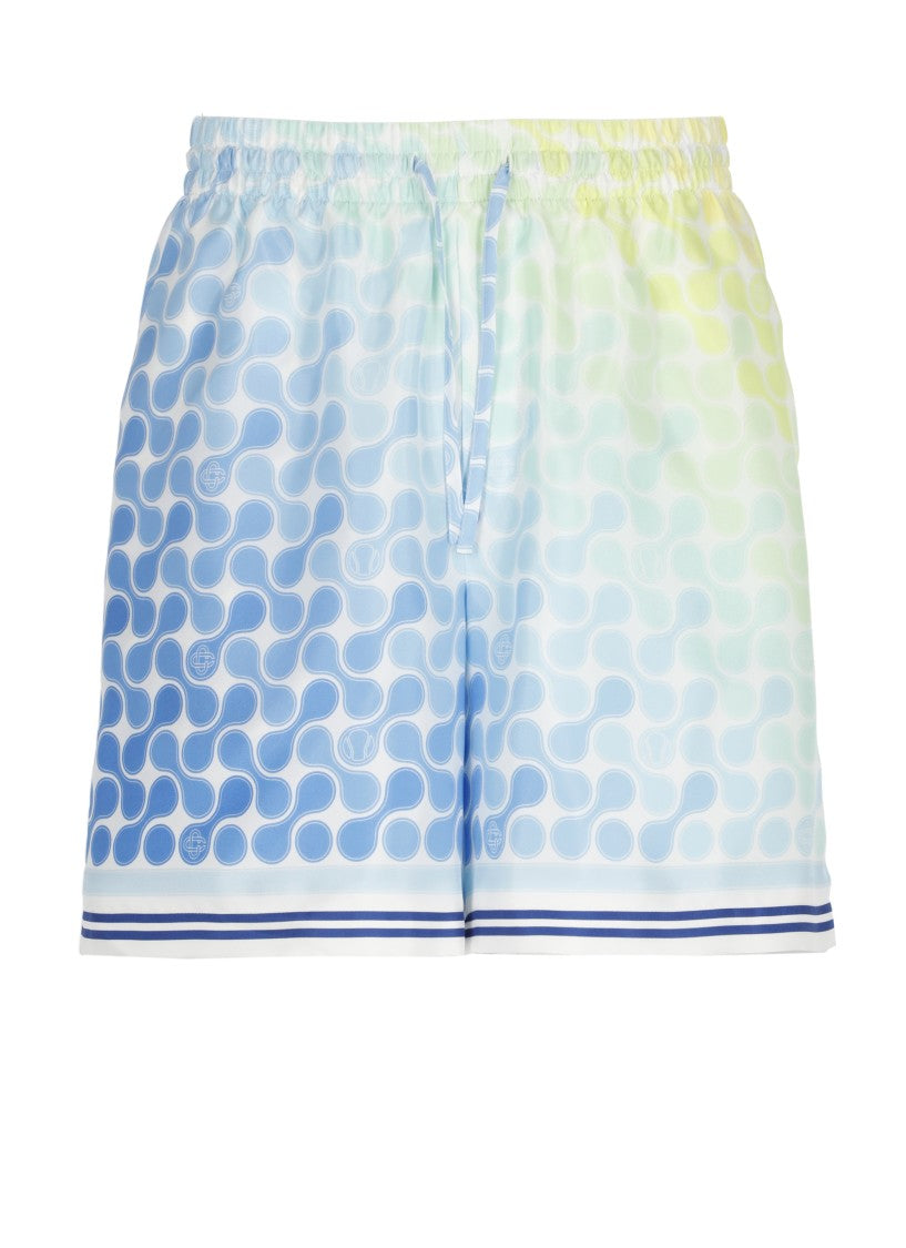 Casablanca Multicolor Tennis Tile Silk Bermuda Shorts