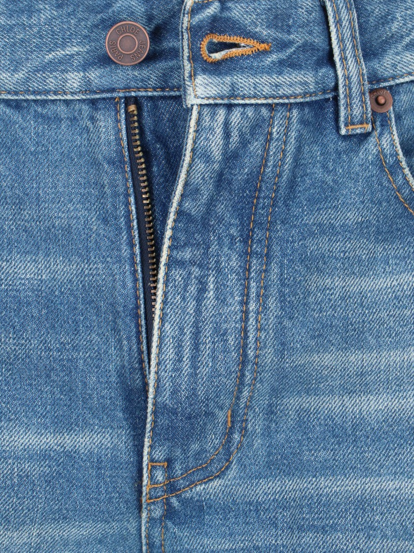 Chloé Blue Mid-Rise Straight-Leg Denim Jeans