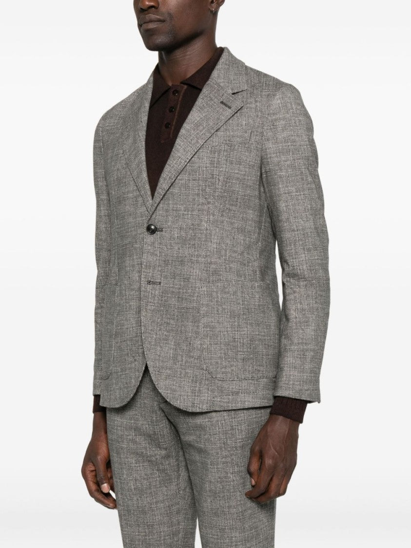 Circolo 1901 Textured Grey Checkered Tailored Blazer