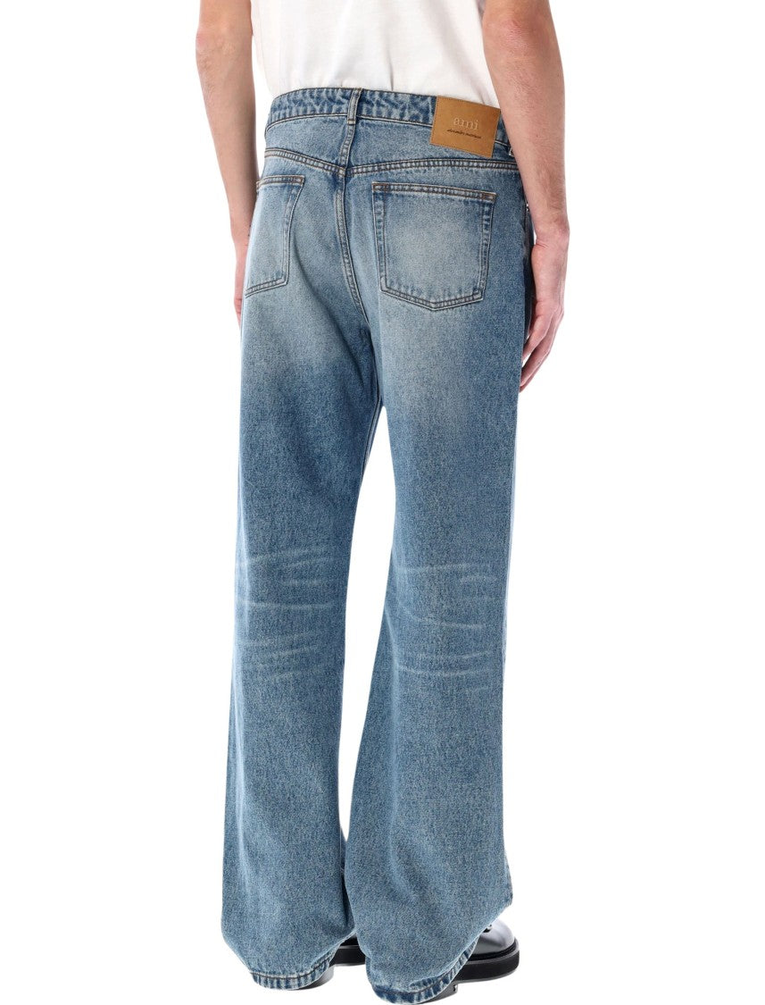 Ami Paris Used Indigo Wide-Leg Jeans