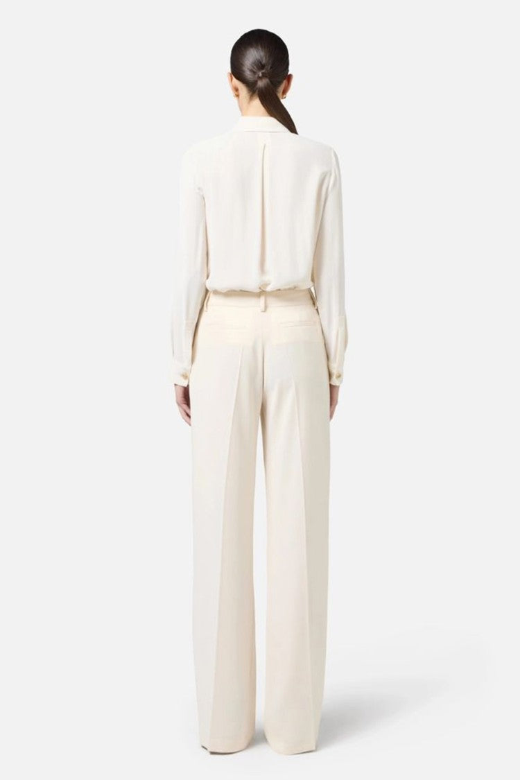 Elisabetta Franchi Tailored Beige Trousers With High Waist