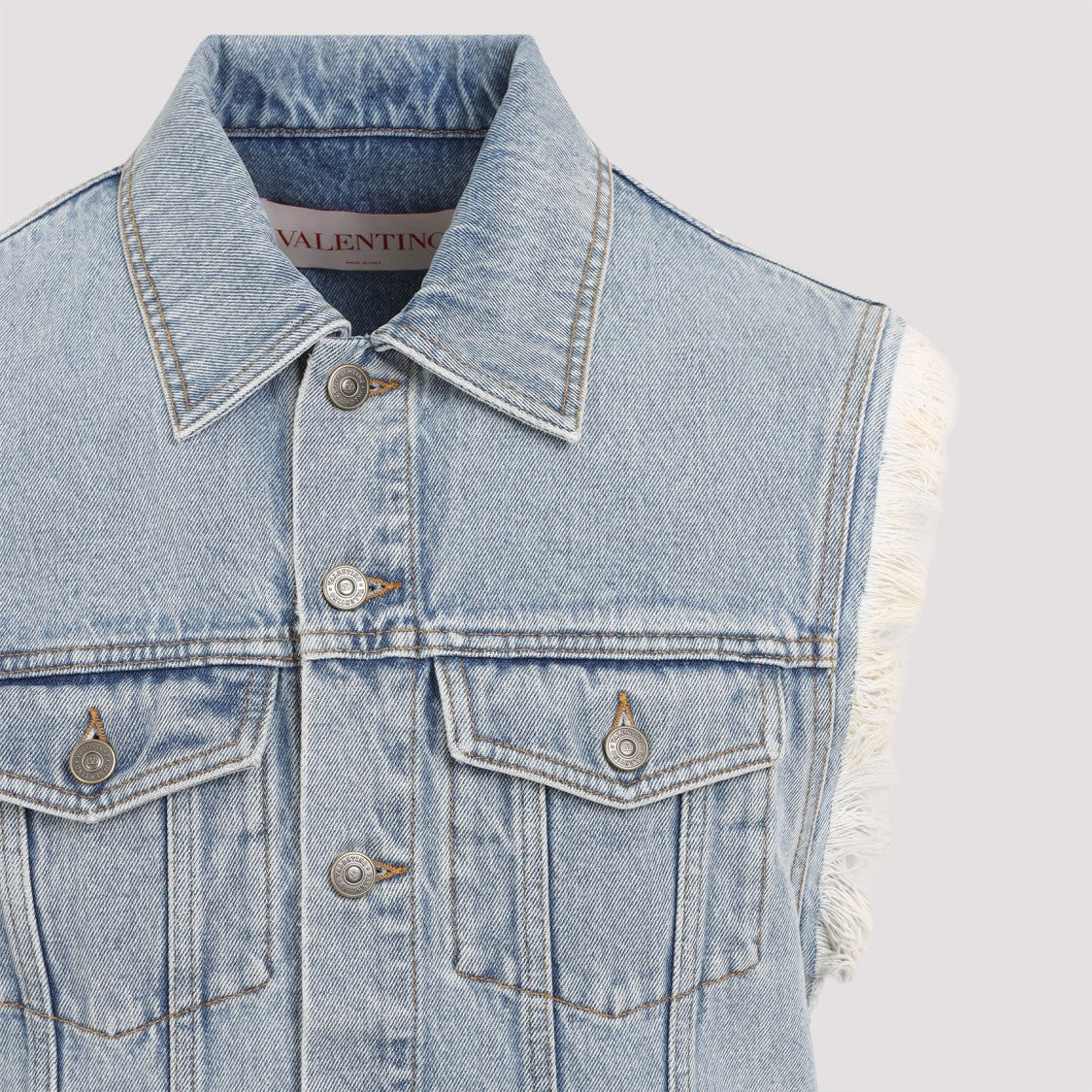 Valentino Frayed Hem Denim Waistcoat
