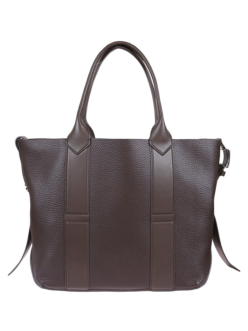 Hogan Hammered Leather Shopping Bag With Smooth Inserts