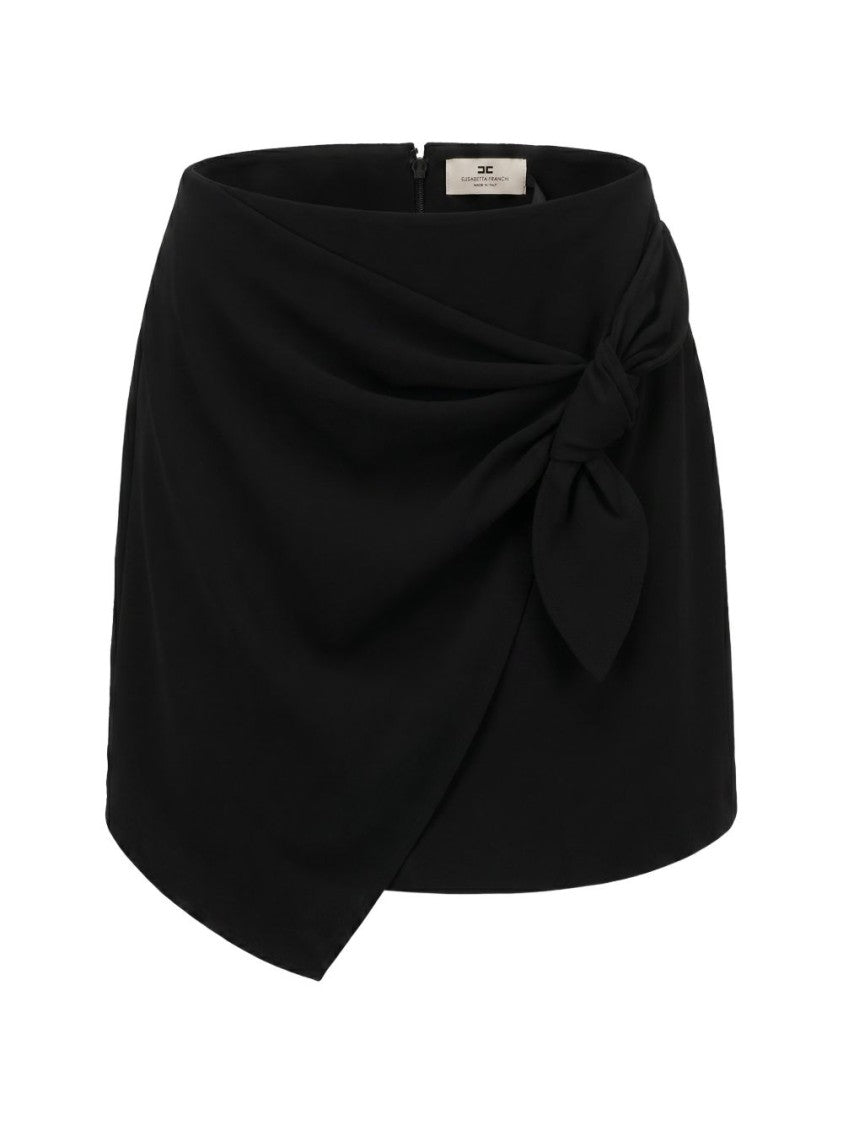 Elisabetta Franchi Black Asymmetrical Wrap Knot Mini Skirt