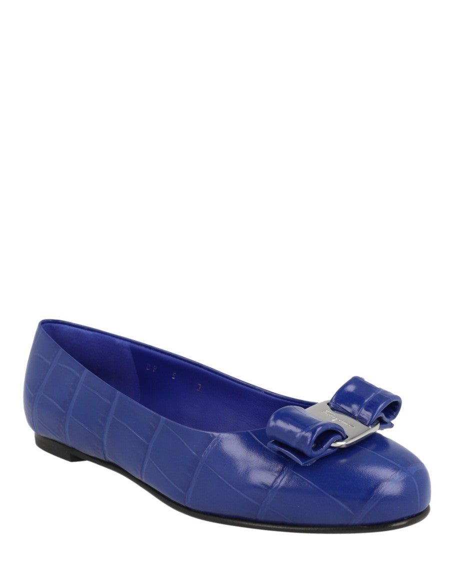 Ferragamo Varina Croc Ballet Flats