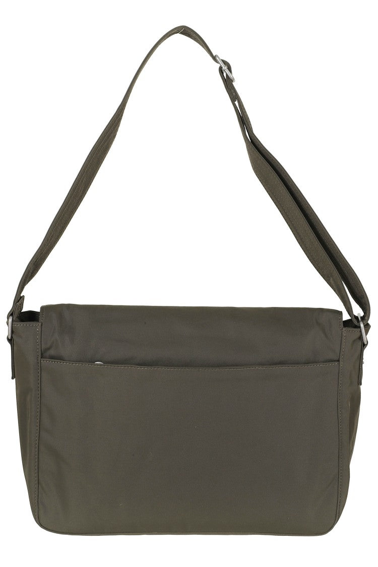 A.P.C. Green Rectangular Logo Print Messenger Bag